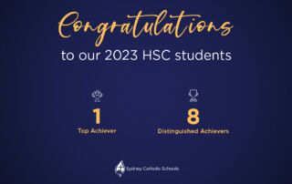 Graphic showing Southern Cross Catholic College Burwood HSC Results for 2023